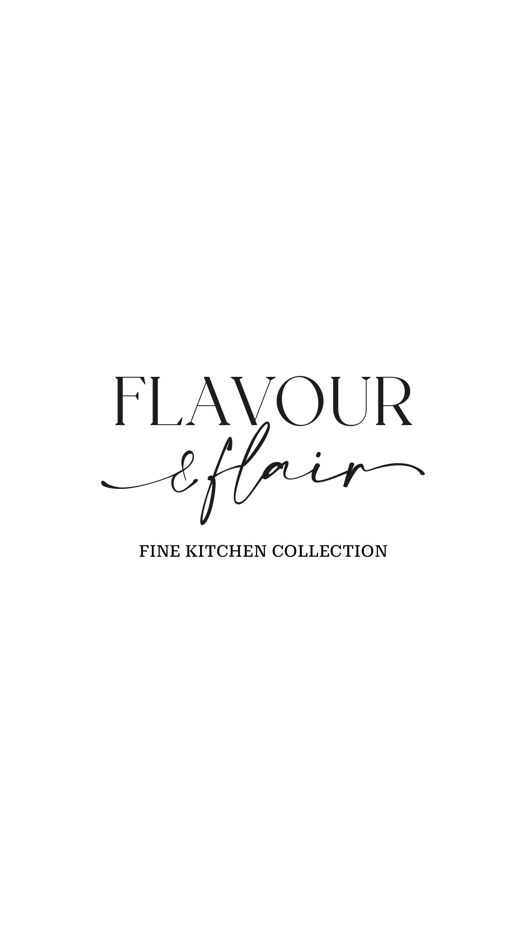 Flavour Affair – Fine Kitchen Collection Schriftzug auf hellem Hintergrund, elegante Küchenkollektion mit hochwertigem Design