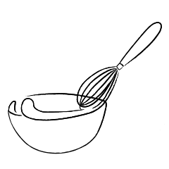 Icon mit Rührschüssel und Schneebesen