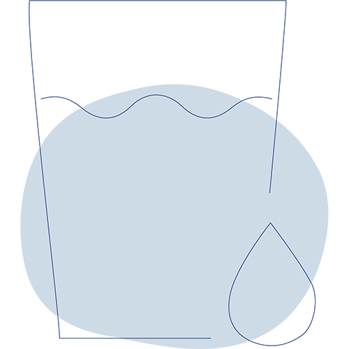 Icon eines Wasserglases mit Wassertropfen-Symbol
