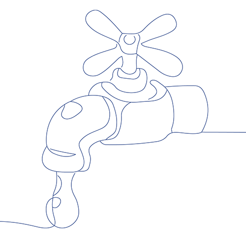Icon eines tropfenden Wasserhahns