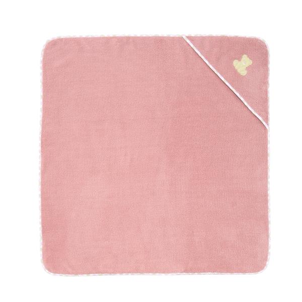 Pink hooded towel, teddy hooded towel, hooded towel with teddy embroidery