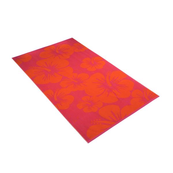 Pink beach towel, beach towel with flowers, pink orange beach towel, cotton beach towel
