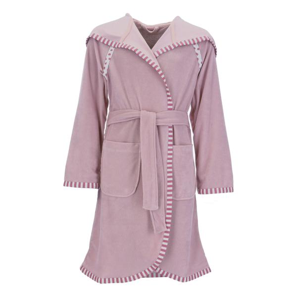 Rosa Kinderbademantel mit Gürtel, Rosa Kinderbademantel, Kinderbademantel mit Streifen