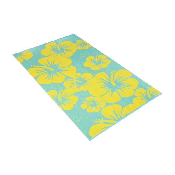 Blue-yellow beach towel, beach towel with flowers, Aloha Flower